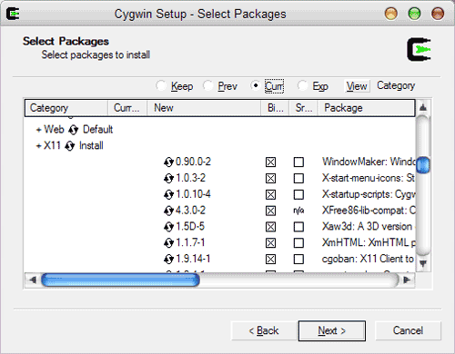 Choosing the X packages
